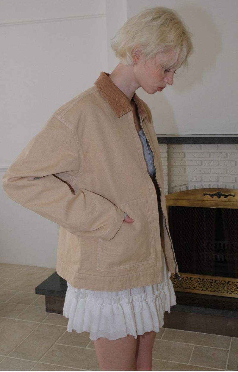 C WASHED WORK JACKET_BEIGE