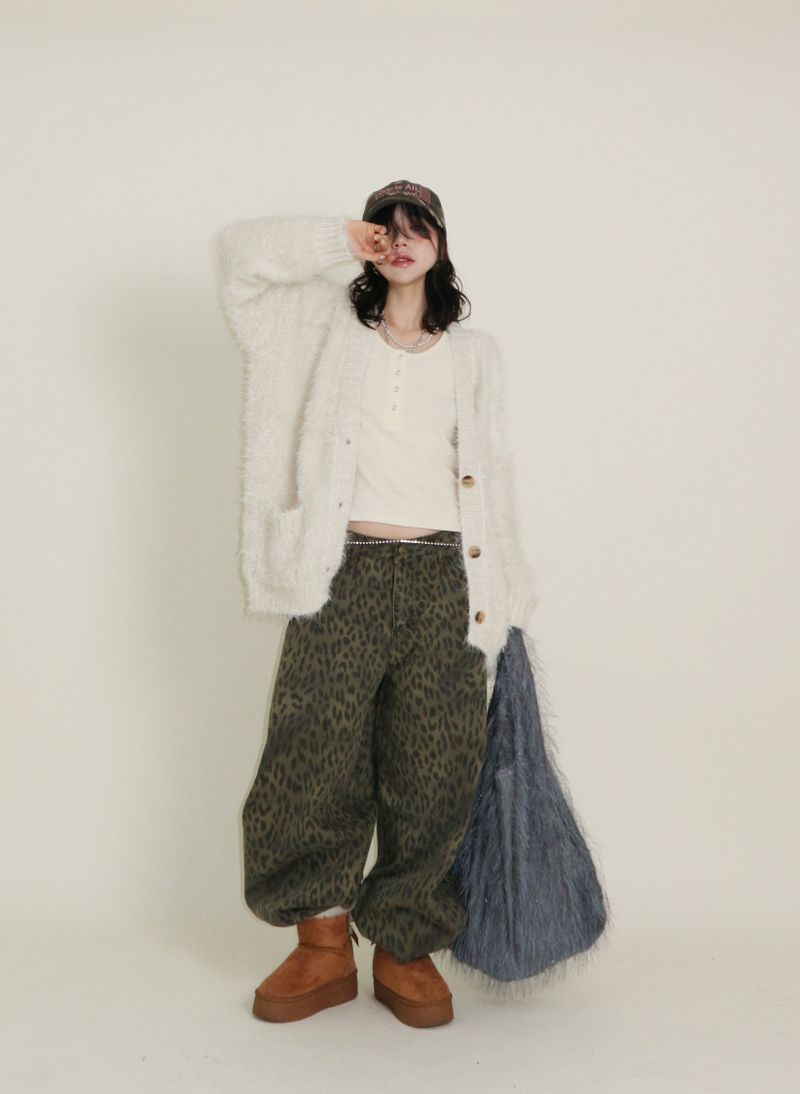Featheryan Rouge Long Angora Cardigan