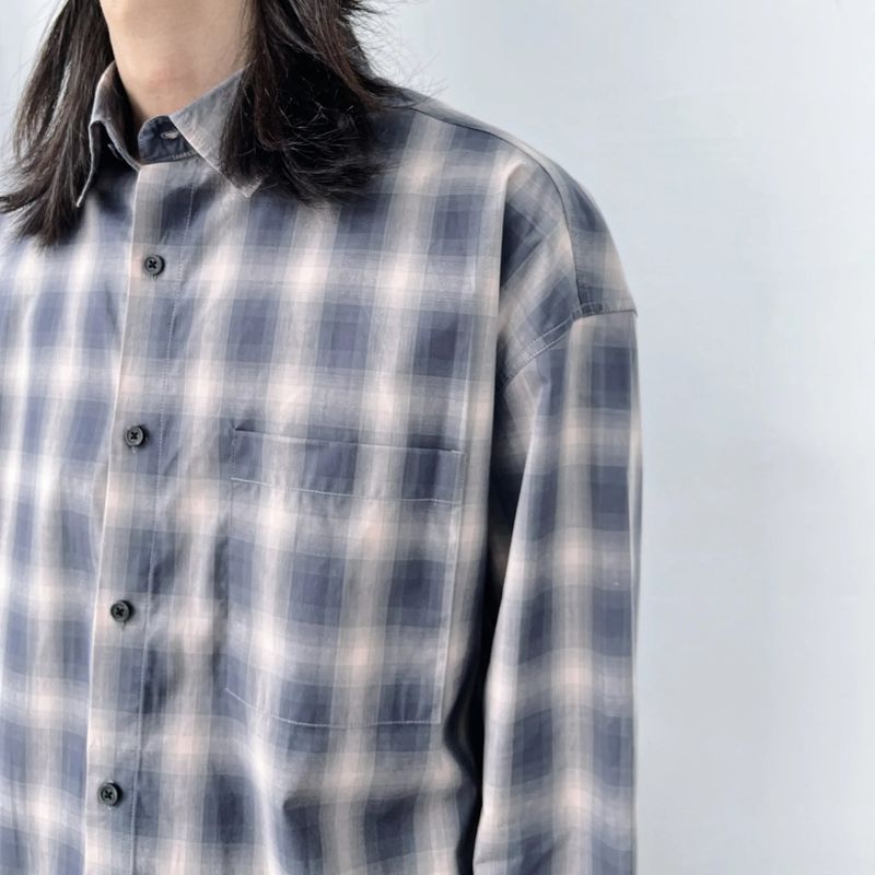 Ombre Plaid Drop-Shoulder Shirt
