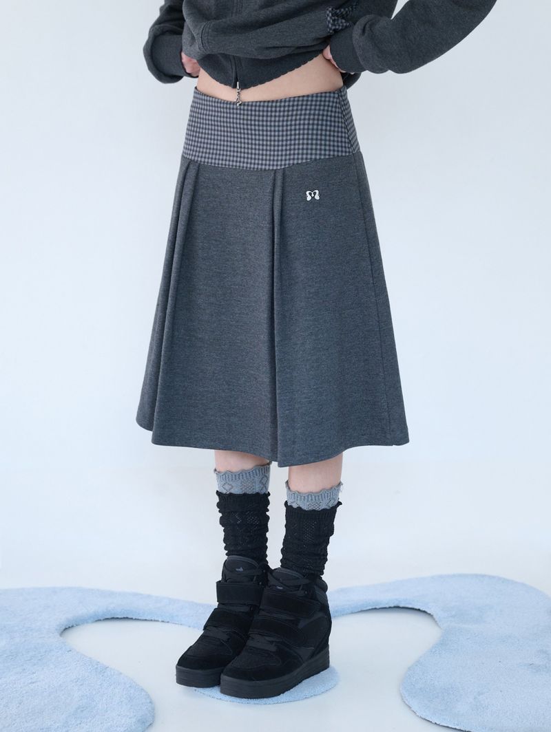 MINI CHECK SWEAT SK CHARCOAL