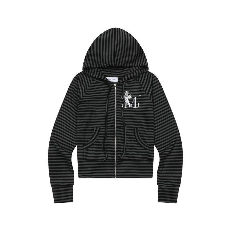 SAHARA LEOPARD CROSS STRIPE RAGLAN HOOD ZIP-UP (2Color)