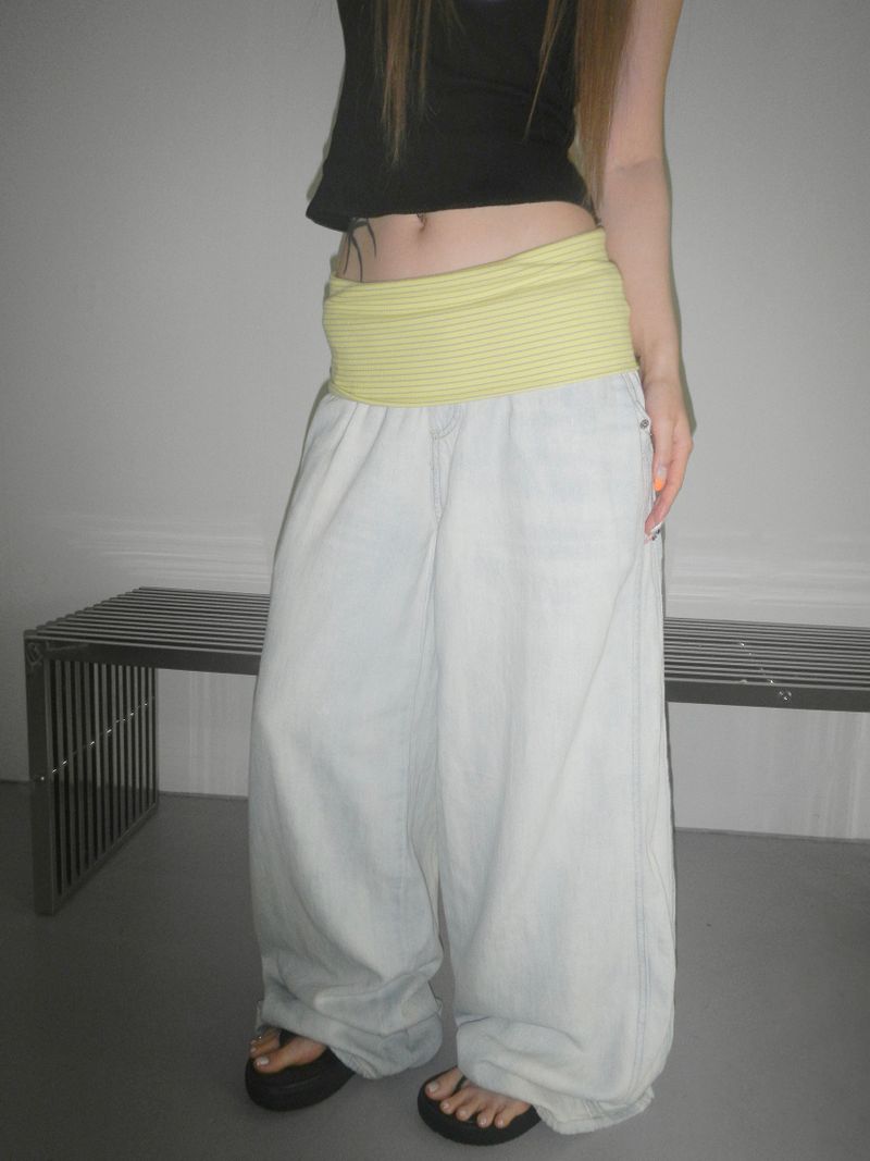 summer banding denim pt(2 color)