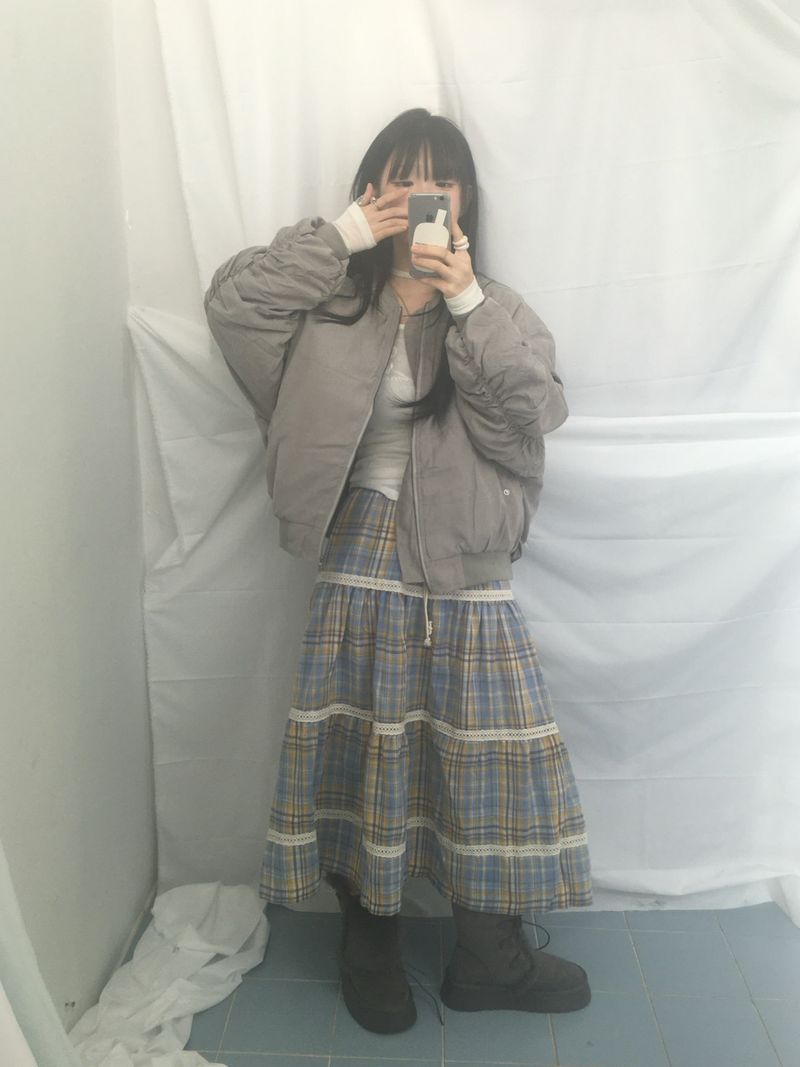 Hazel latte checkered skirt