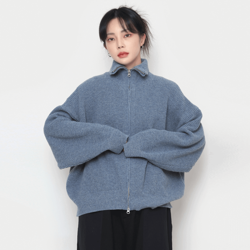 nutellike(ヌテールライク)の「lambswool knitwear two-way zip-up(Tops)」