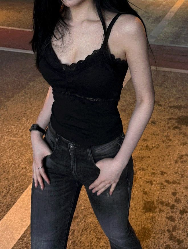 Soft lace slim top
