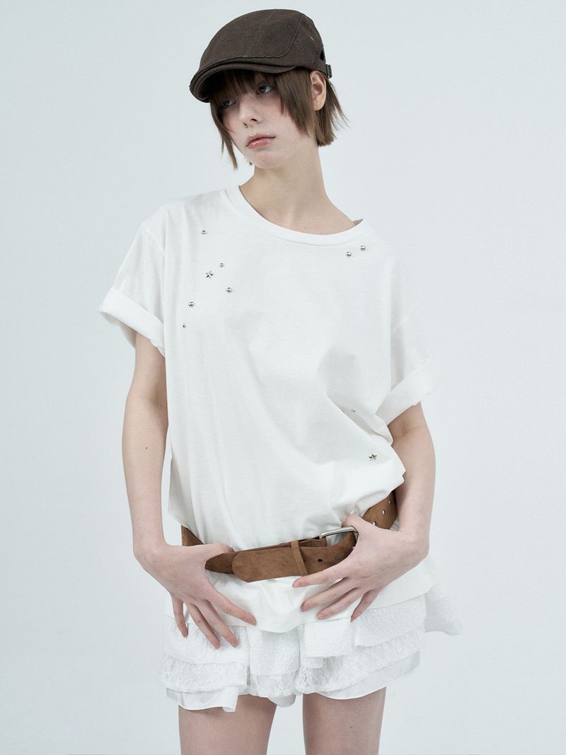 leo lace can-can skirt / white