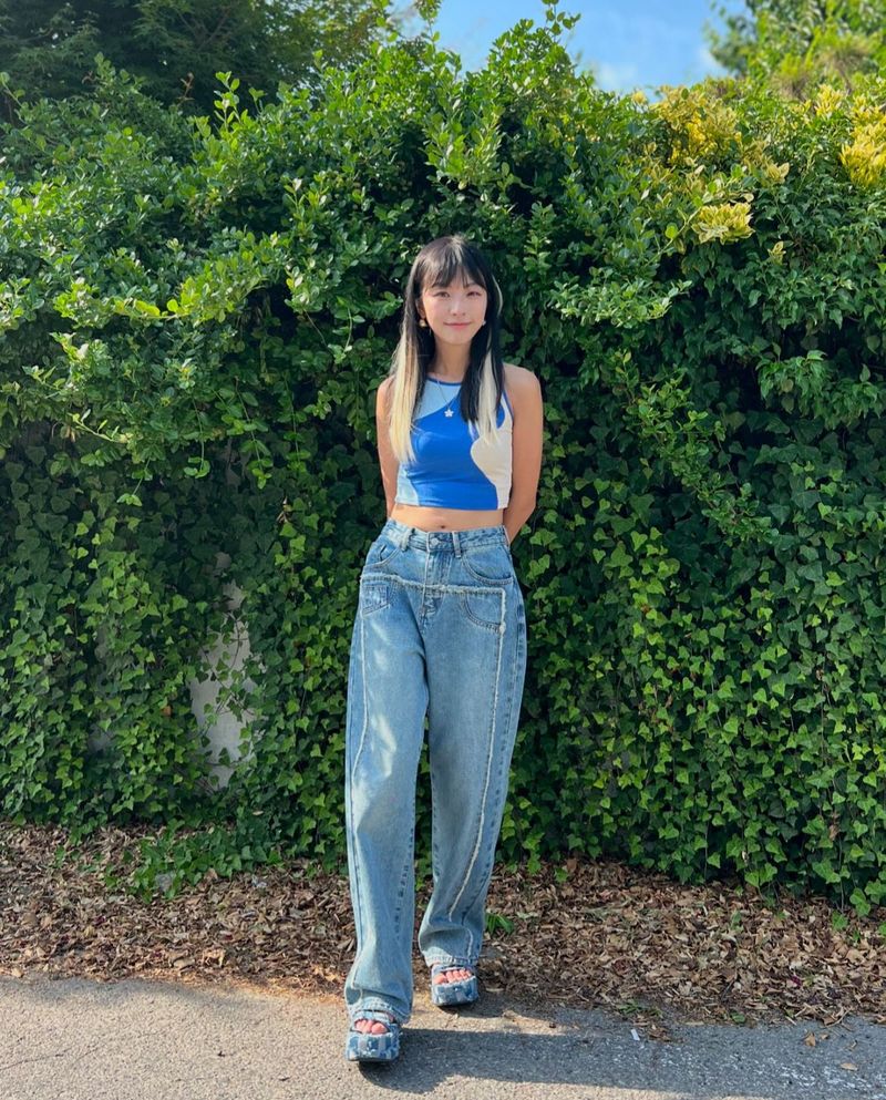 FRONT SIDE PATCHWORK DENIM PANTS code 18106