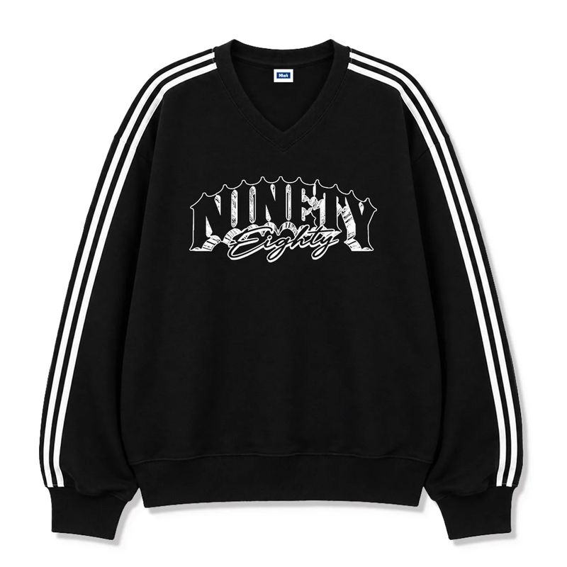 cursive logo track v-neck sweatshirt (4color)