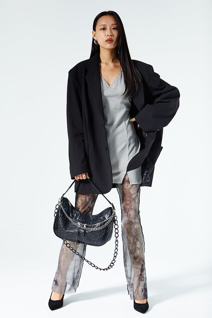 Triple Chained Alligator Leather Bag (glossy)