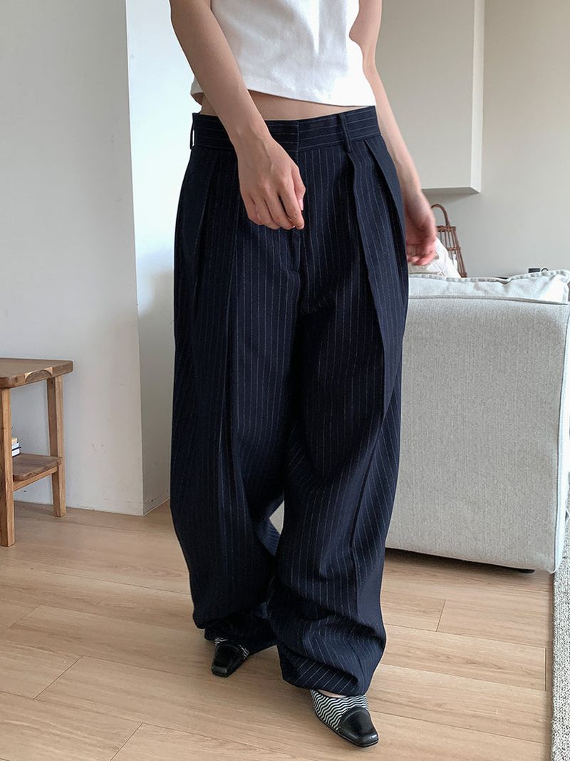 PAPERMOON PIN STRIPE PLEATE TROUSER