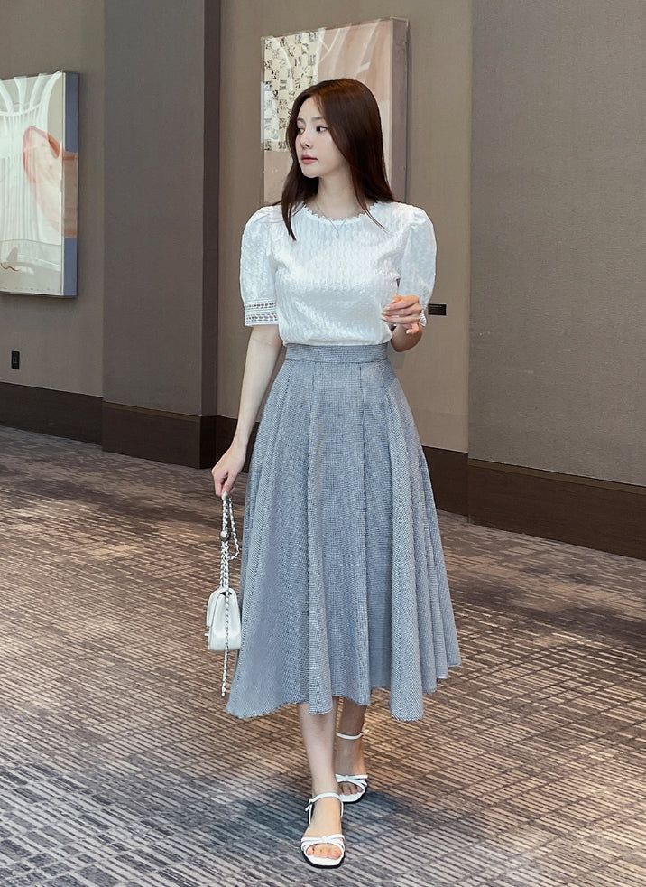Charlene Jacquard Puff T-Blouse