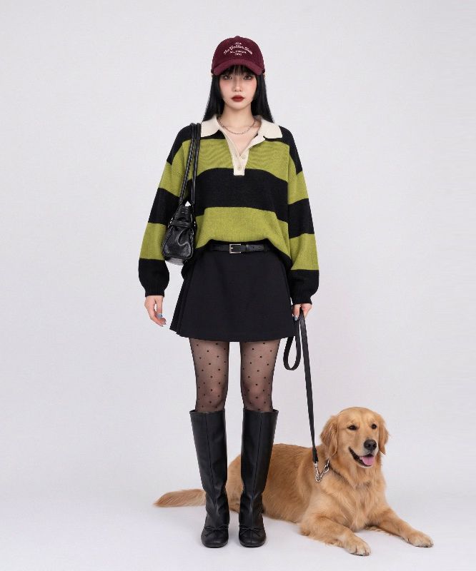 VIVIC（ビビク）の「ラグビー ストライプド ポロセーター (5COLORS!)（トップス）」