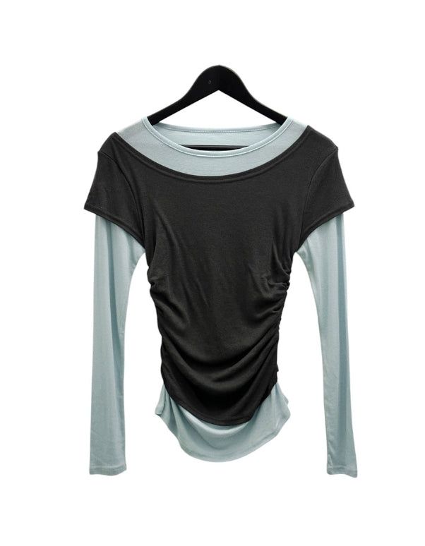Dual Layered Color Matching Boat Neck Tee