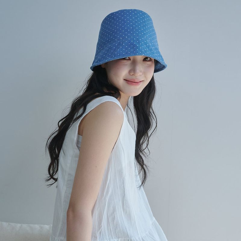 Dot Denim Moon Bucket Hat