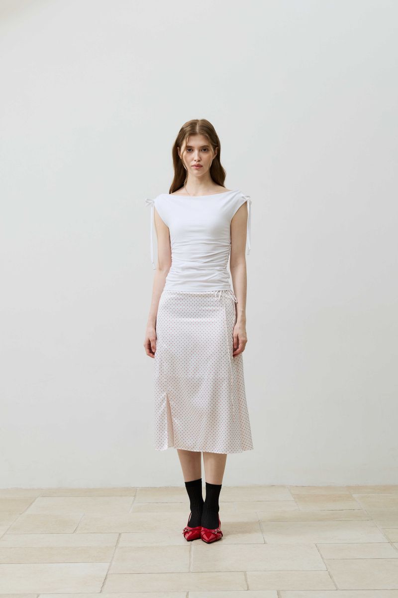 LILY OFF-SHOULDER SHIRRING TOP / WHITE
