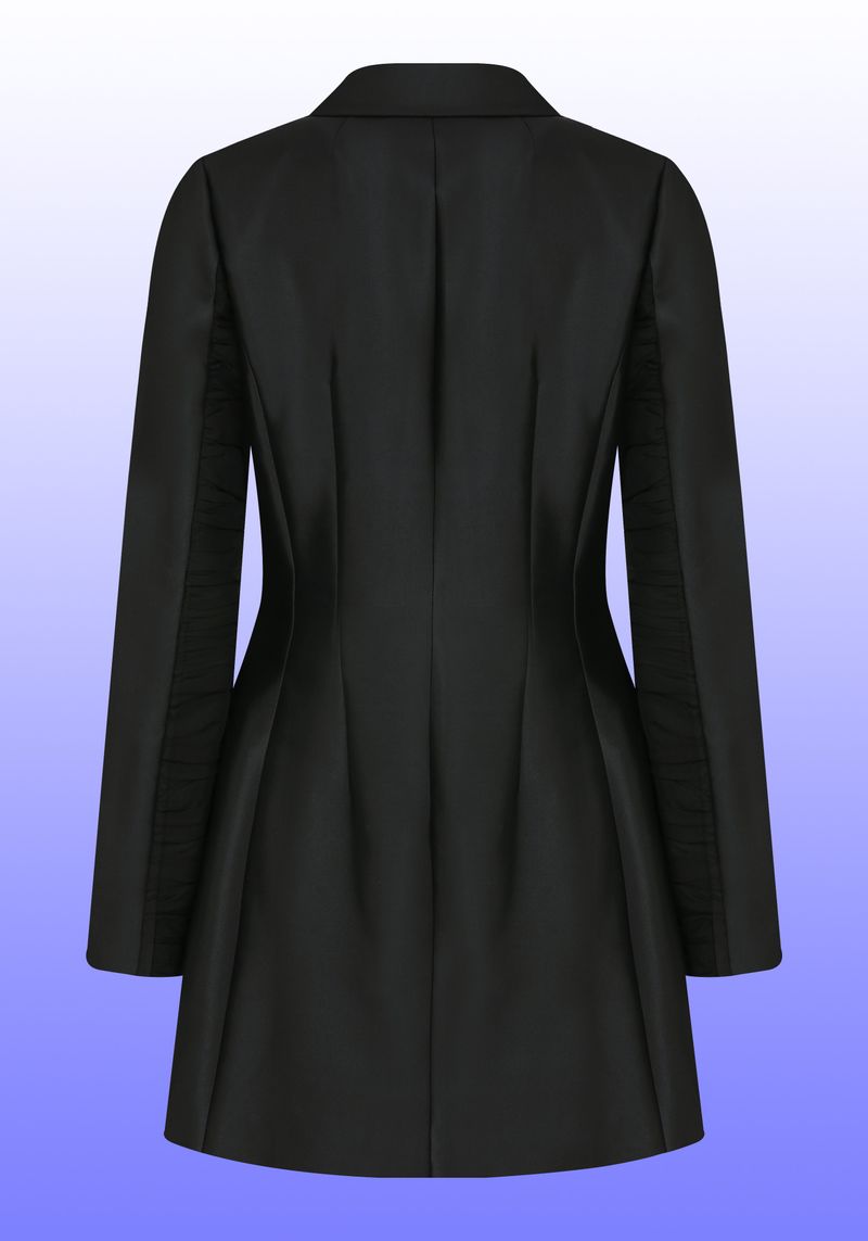 WOOL-SILK DOUBLE BREASTED JACKET WITH METAL TAG