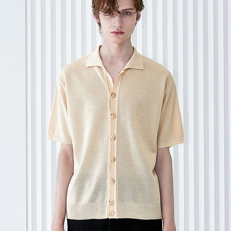 S SY(エスエスワイ)の「BUTTON UP HALF SLEEVE PIQUE CARDIGAN CREAM(Tops)」