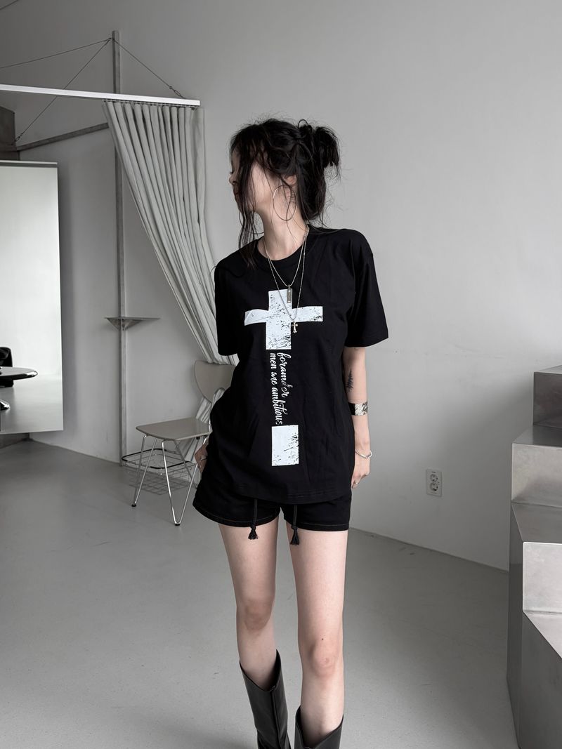 cross lettering crack T (3color)