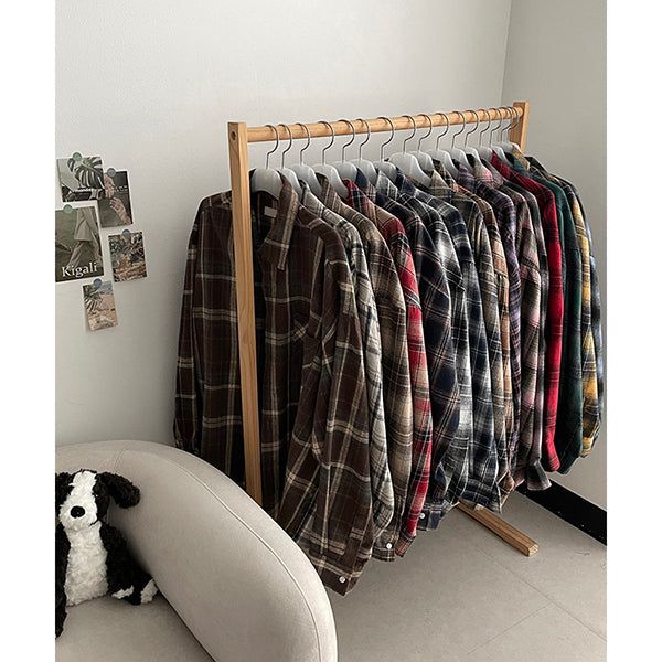Sand Planning Oversized Checkered Shirt Shirt