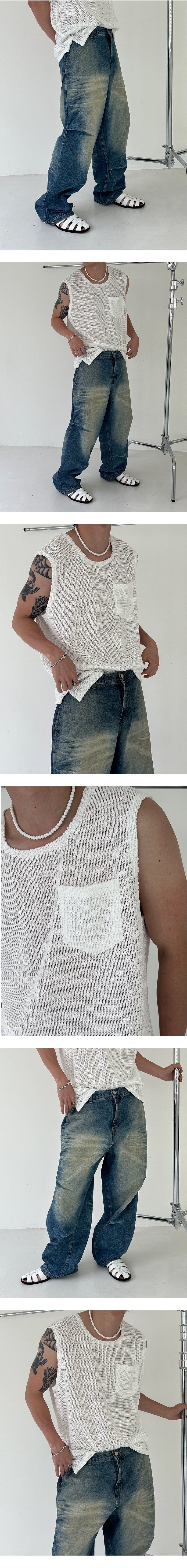 [S/S] Square pocket knit sleeveless (5color)