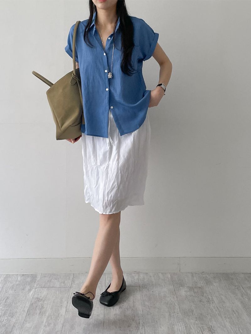 Wrinkle Banding Midi Skirt