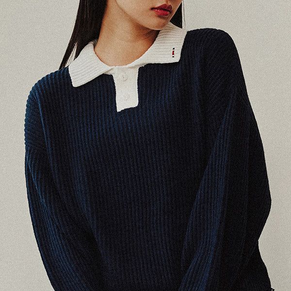 ROMANTIC CROWN（ロマンティッククラウン）の「RMTC CLUB RELAX POLO KNIT_NAVY（Tops）」