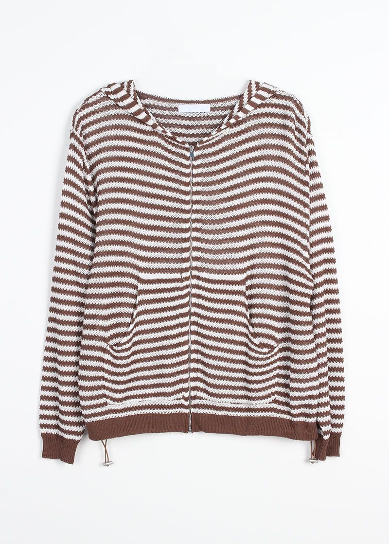 MESH STRIPE ZIP-UP