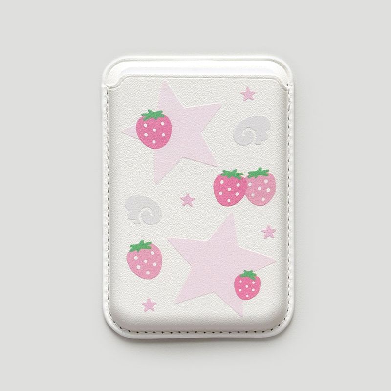 [Macsafe] Star Strawberry MagSafe Leather Card Wallet
