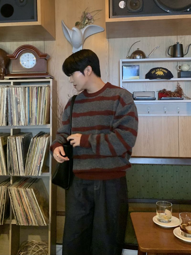 Cozy stripe brush knit