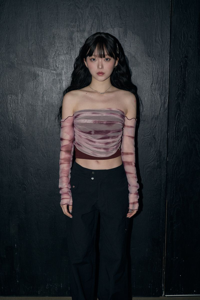 CHERRYQUIRI（チェリーキュリー）の「marble off shoulder top - wine（Tops）」