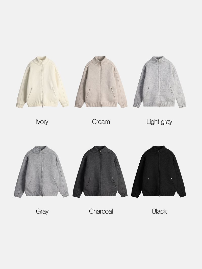 Knit Padded Zip-Up Ver2 6COLOR