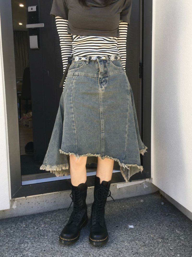 Fray Vintage Denim Skirt (1c)