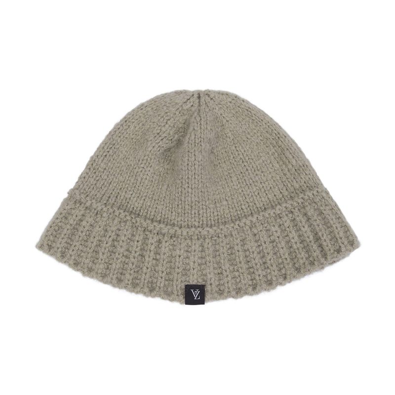 Monogram Label Wool Knit Bucket Hat Mocha