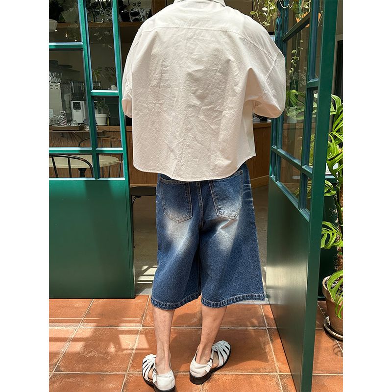 [S/S] Raisor embo blue bermuda pants