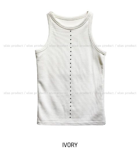 Front stud ribbed sleeveless