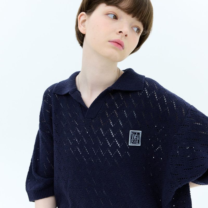 Skashi collar half sleeve knit