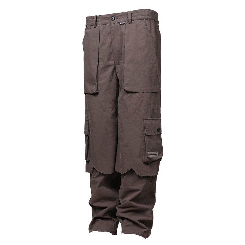 RELABEL Two-Piece Style Workwear Casual Pants with Patch Pockets and Contrast Lining