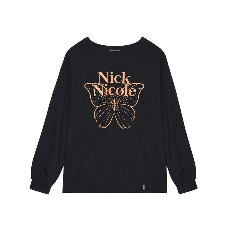 BUTTERFLY SIGNATURE LS TOP_BLACK SILVER