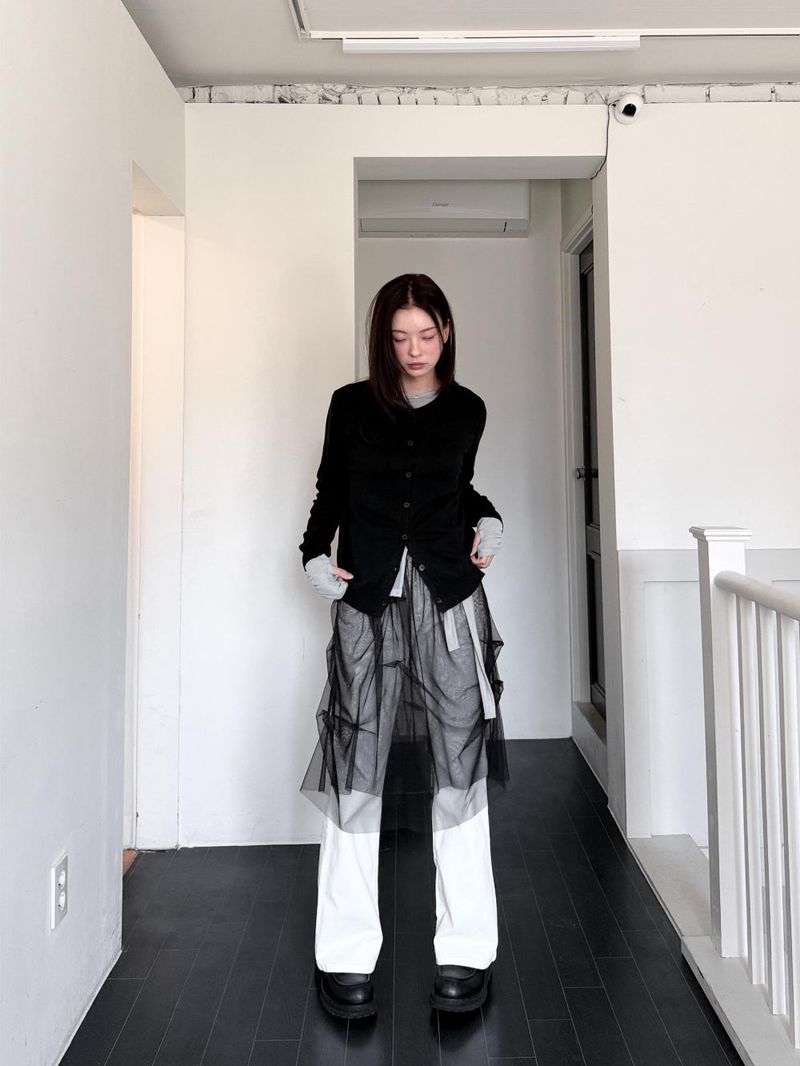  TUCK TULLE MESH SKIRT