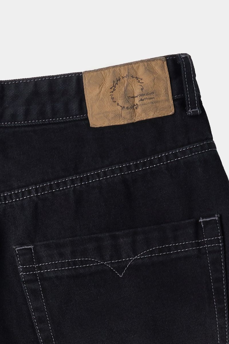 Loose Fit Tapered Denim Pants (Washed Black)