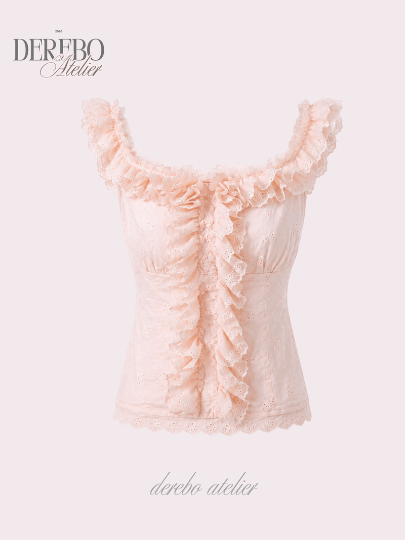 Peach Chiffon Frill Blouse