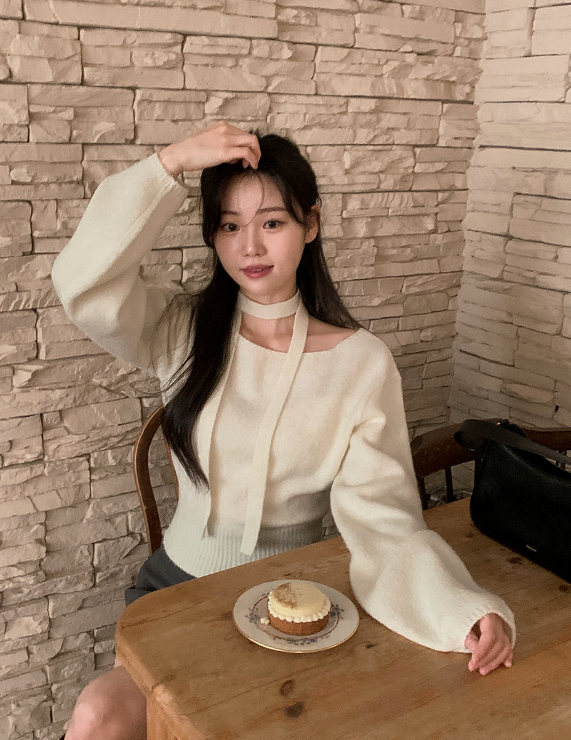 PV One Shoulder Knit + Tie Set (6color)
