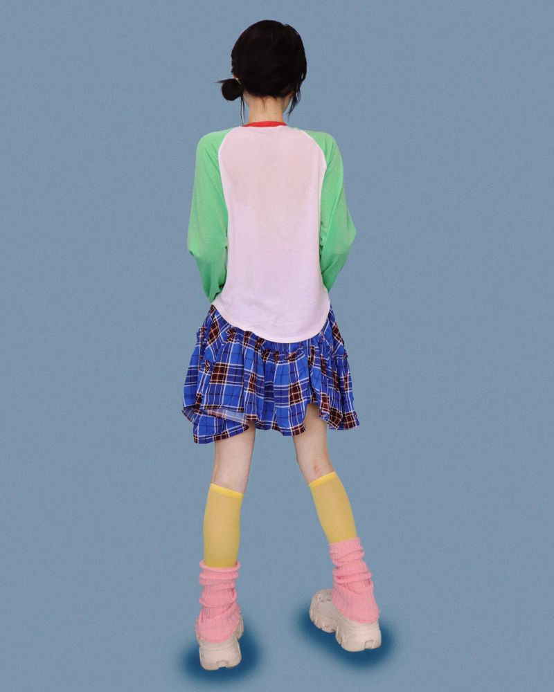matilda blue check skirt (속바지)