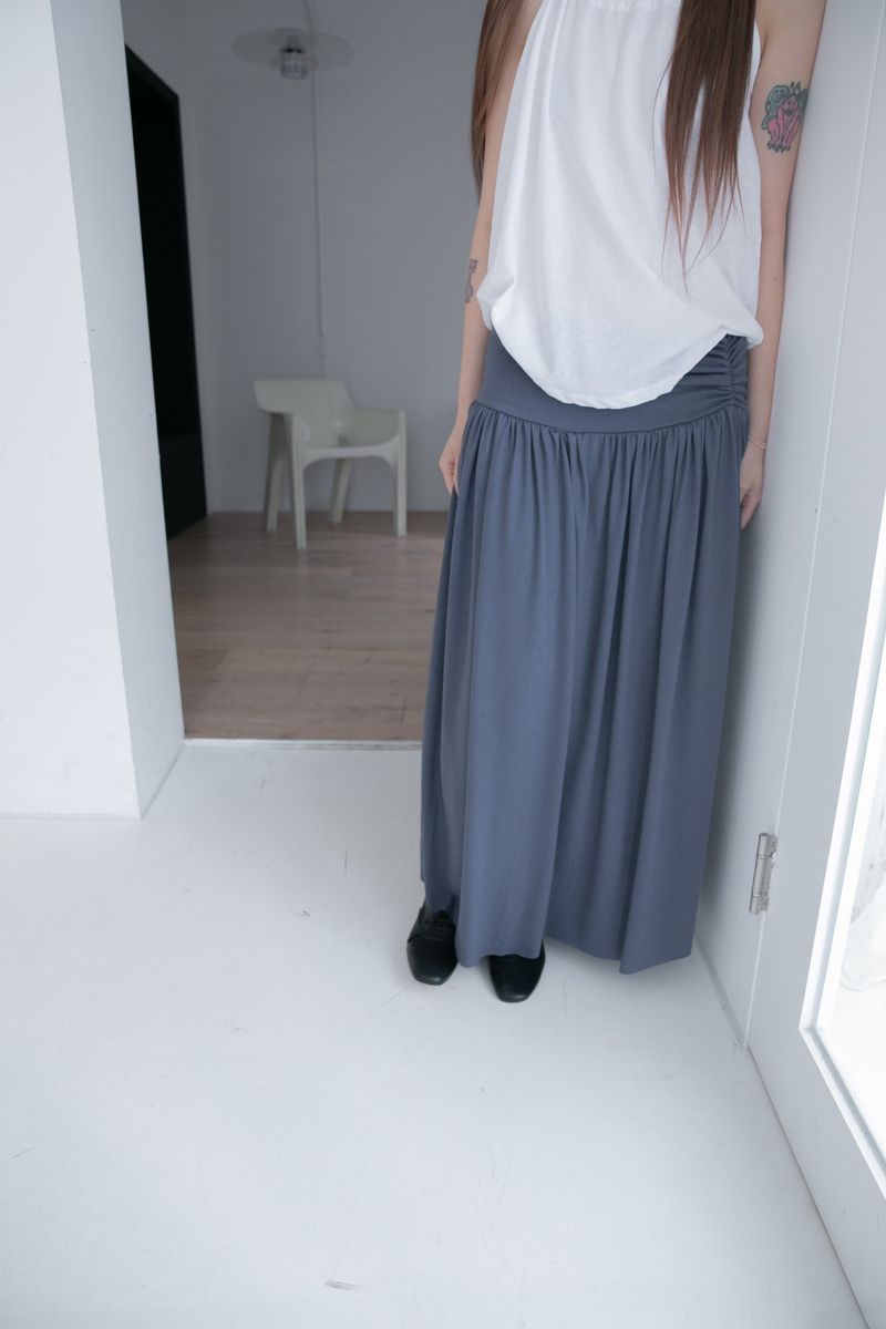 shirring banding long skirt(3colors)