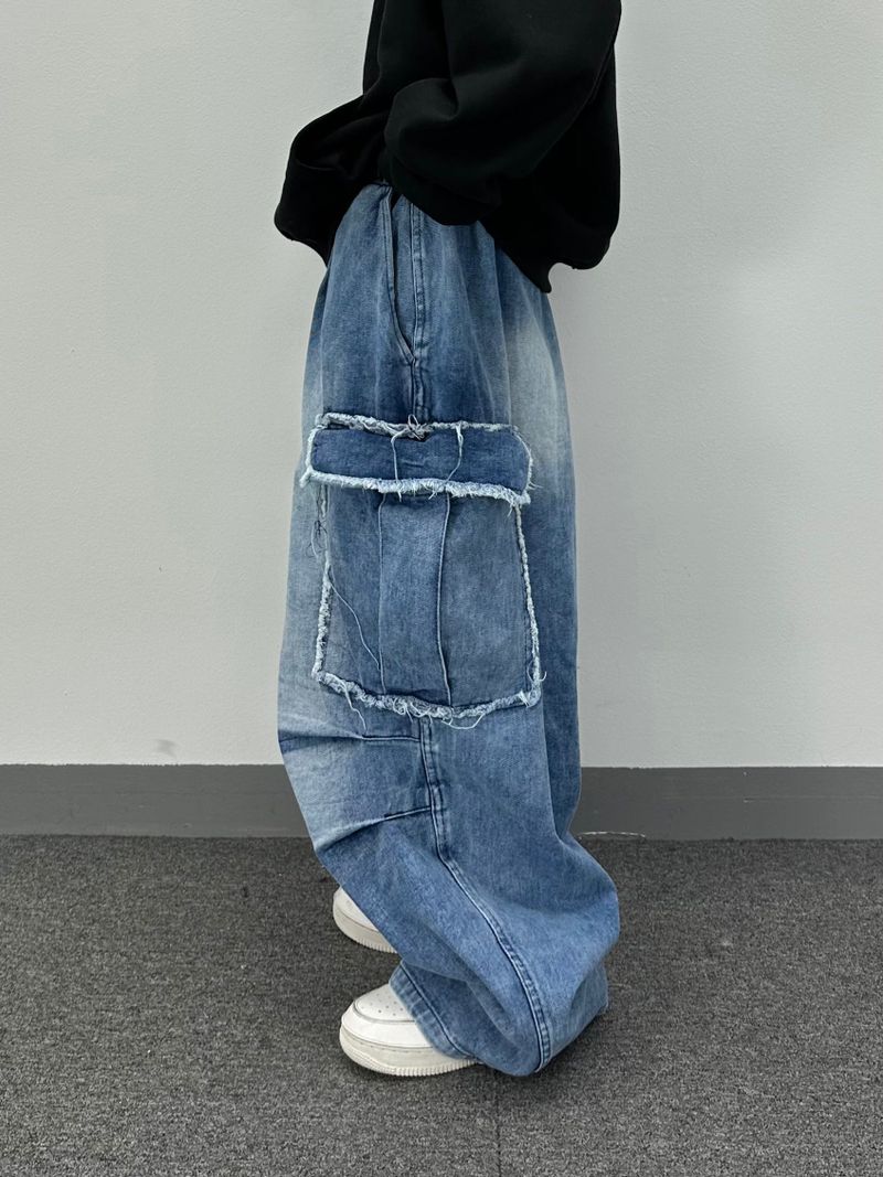 cut-off big pocket denim balloon pt