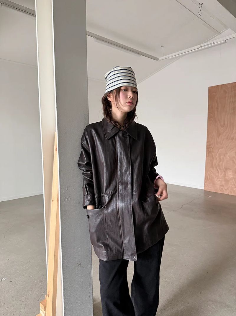 leather half jacket
