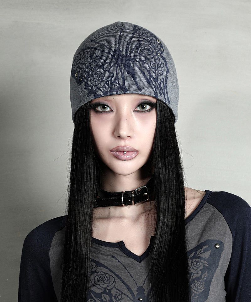 DARLING, YOU ARE BAD（YOU ARE BAD）の「ROSE BUTTERFLY BEANIE #SKYBLUE（Hats）」