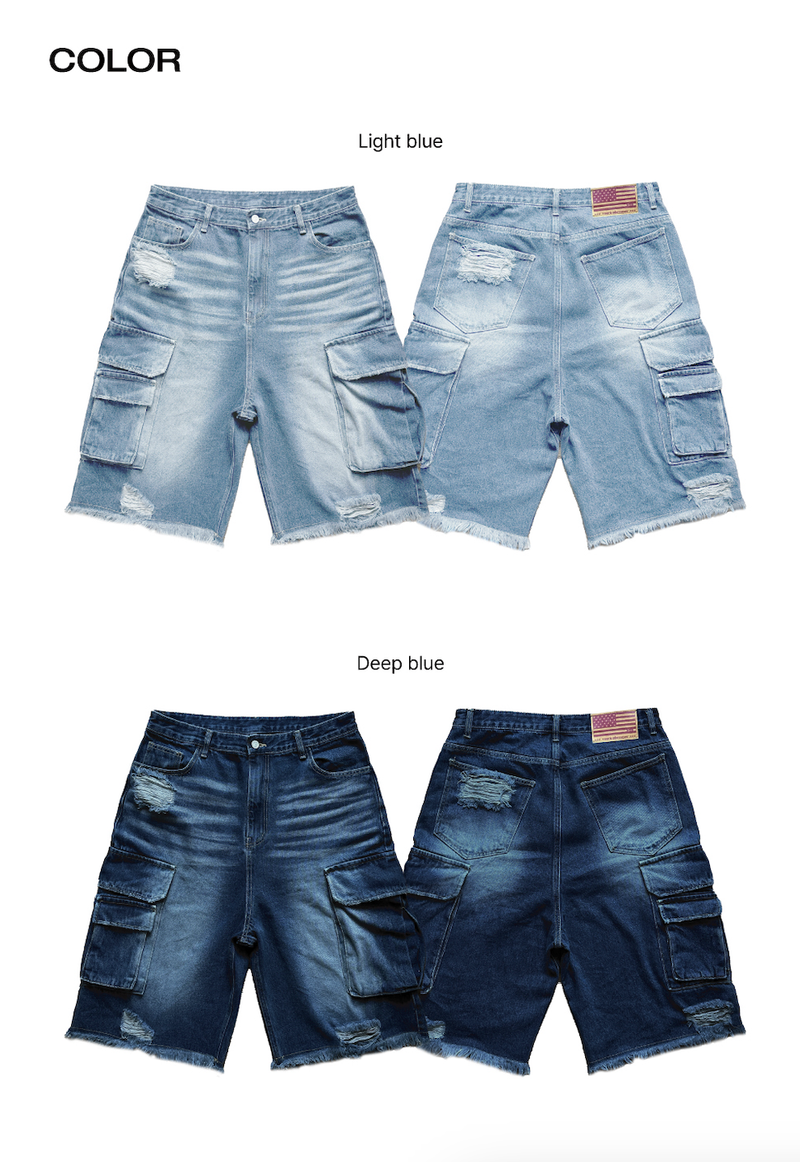 TBD XXL CARGO BERMUDA PANTS - Deep blue