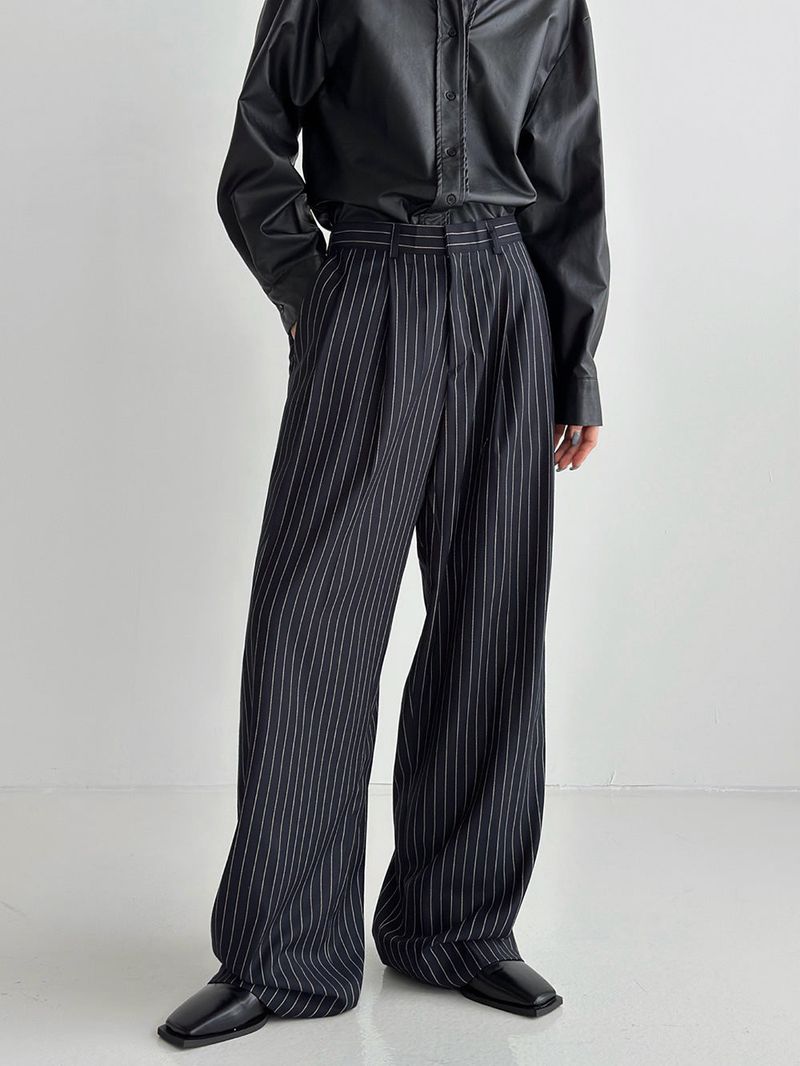 Pleddy Stripe Back Banding Wide Slacks (2color)