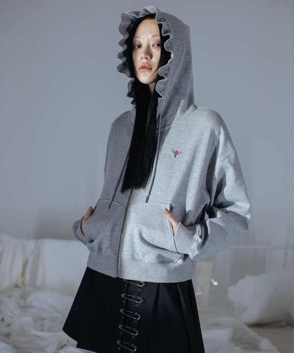CLUT STUDIO(クラットスタジオ)の「ruffle zip-up hoodie(Tops)」